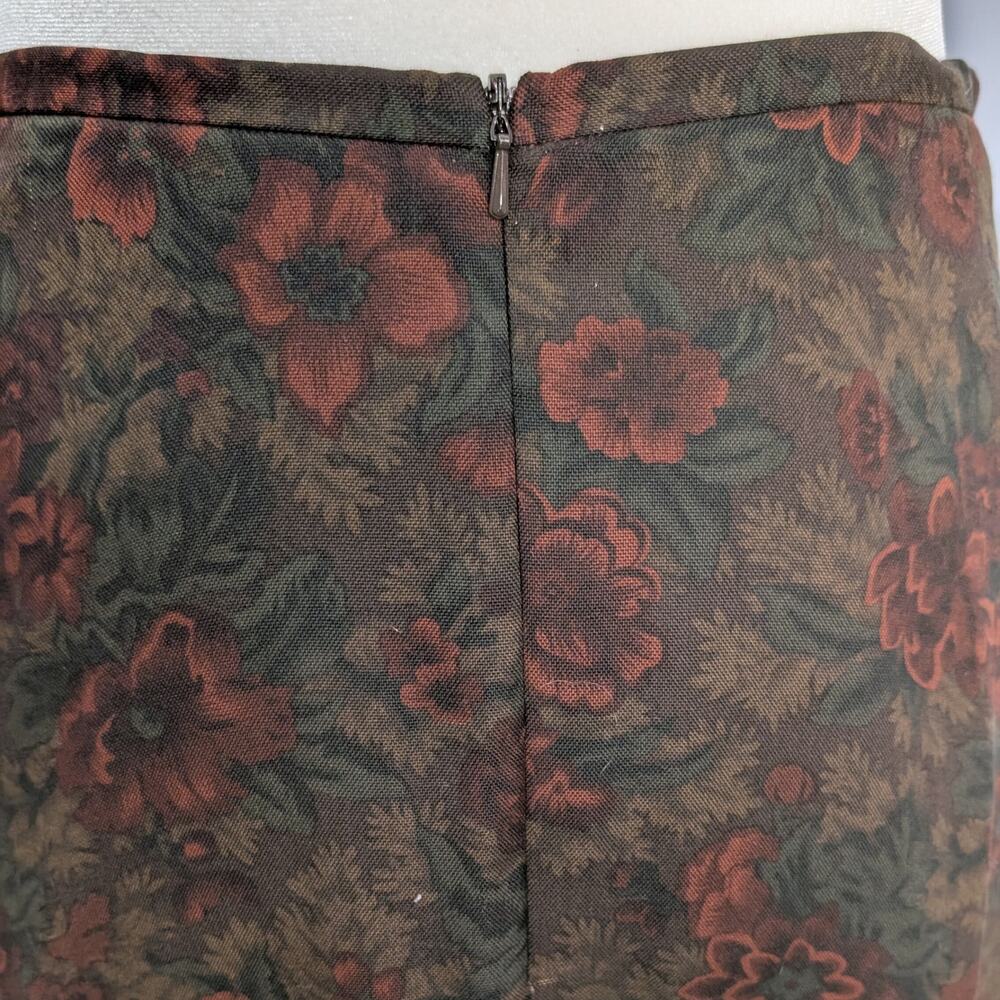 Lauren Ralph Lauren 100% Silk Floral Maxi Skirt Size 6 Brown Orange Vintage - Picture 2 of 5